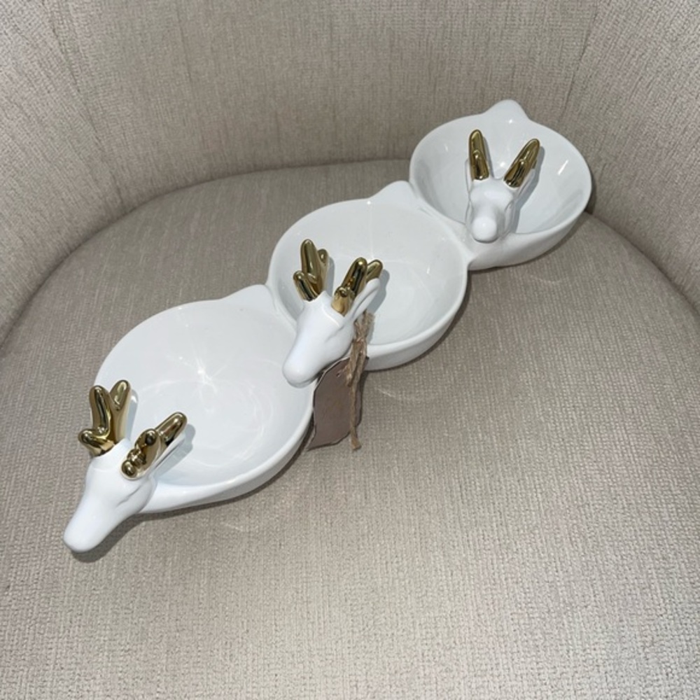 Reindeer 3 Section Serving Bowls